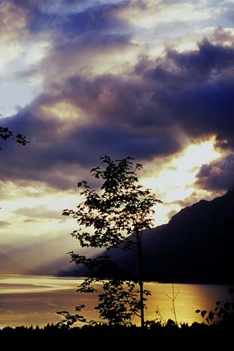 Sunset on Brienz Lake, seen from Ballenberg,Switzerland