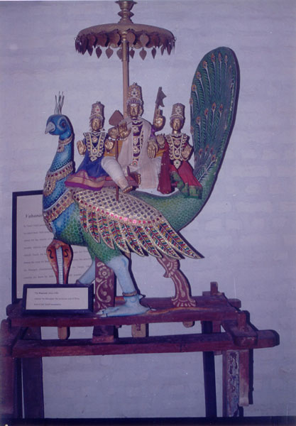 Carved Peacock, Vehicle of Murugan, Dakshin Chitra, Chennai, India