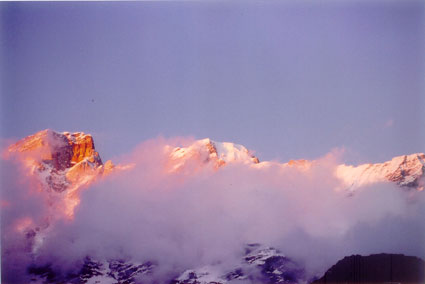 Golden magic of the rising sun on Kedar Nath Peak, India